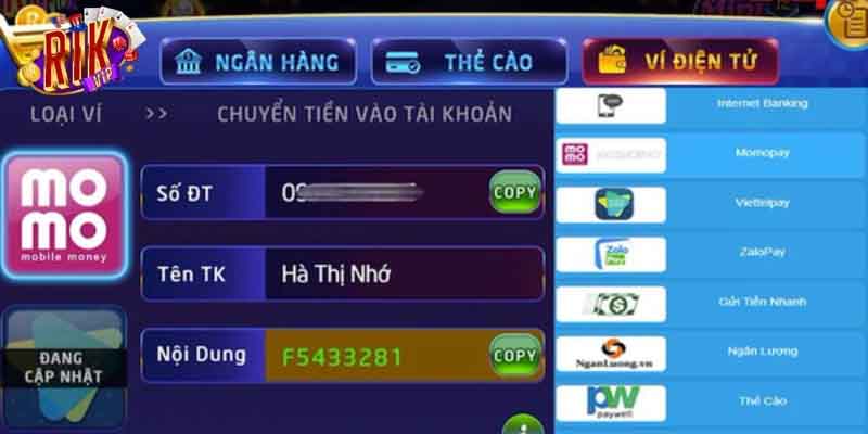 Rút bằng ví điện tử
